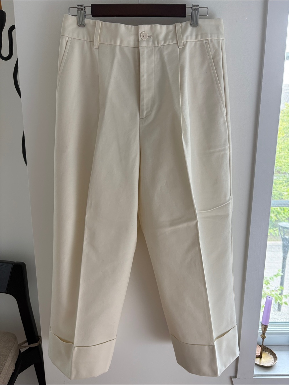Lauren Ralph Lauren Cream Pleated Wide-Leg Trousers (WORN ONCE)